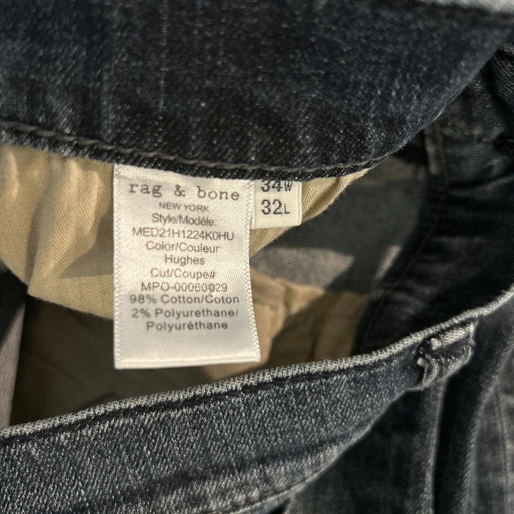 Rag & Bone New York Fit 1 Skinny Med Blue Hughes Stretch Denim Jeans 34x32 EUC - Picture 7 of 14